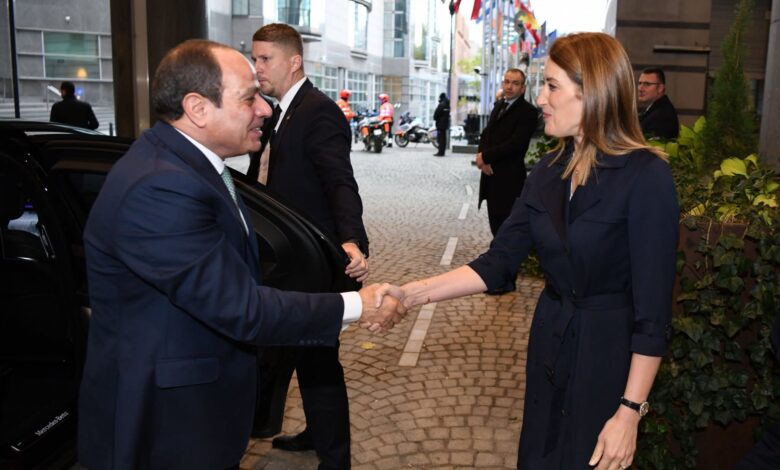السيسي يجتمع بروبرتا ميتسولا رئيسة البرلمان الأوروبي 1 FB IMG 1761212751723