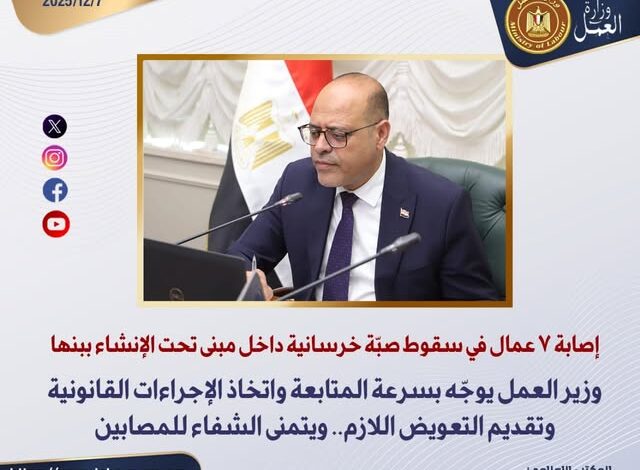 إصابة 7 عمال في سقوط صبّة خرسانية داخل مبنى تحت الإنشاء ببنها 1 594392347 1419887013515048 8231348586945934170 n