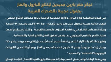 البترول : نجاح حفر بئرين جديدتين لإنتاج البترول والغاز بحقول عجيبة بالصحراء الغربية 2 FB IMG 1767266440798