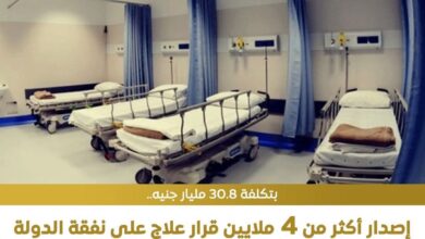 وزارة الصحة : إصدار 4 ملايين و22 ألفًا و923 قرار علاج على نفقة الدولة خلال عام 2025 بتكلفة إجمالية بلغت 30 مليارًا و837 مليونًا و413 ألف جنيه 5 FB IMG 1769415827114