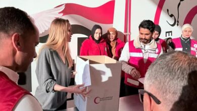 خلال استقبالها بمركز الهلال الأحمر بالعريش : أنجلينا جولي تقوم بتعبئة أحد صناديق المساعدات الإنسانية المخصصة لقطاع غزة 5 Screenshot ٢٠٢٦٠١٠٢ ١٦١١٣١