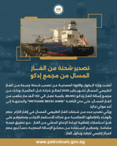 البترول : تصدير أول شحنة جديدة من الغاز الطبيعي المسال بكمية تصل إلى 150 ألف متر مكعب من مجمع إدكو لشركة "شل " العالمية 2 البيان