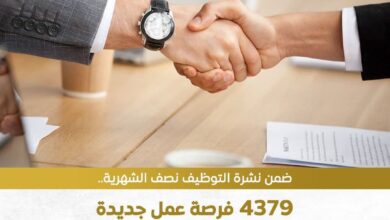 العمل : طرح 4379 فرصة عمل بالنشرة التوظيفية النصف شهرية 5 FB IMG 1770207088875
