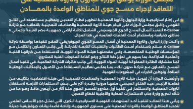 مجلس الوزراء يوافق لوزارة البترول والثروة المعدنية على التعاقد لإجراء مسح جوي للمناطق الواعدة بالمعادن 7 IMG 20260305 WA0001