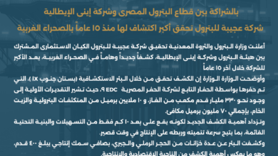 بالشراكة بين قطاع البترول المصرى وشركة إينى الإيطالية : 8 البيان 2