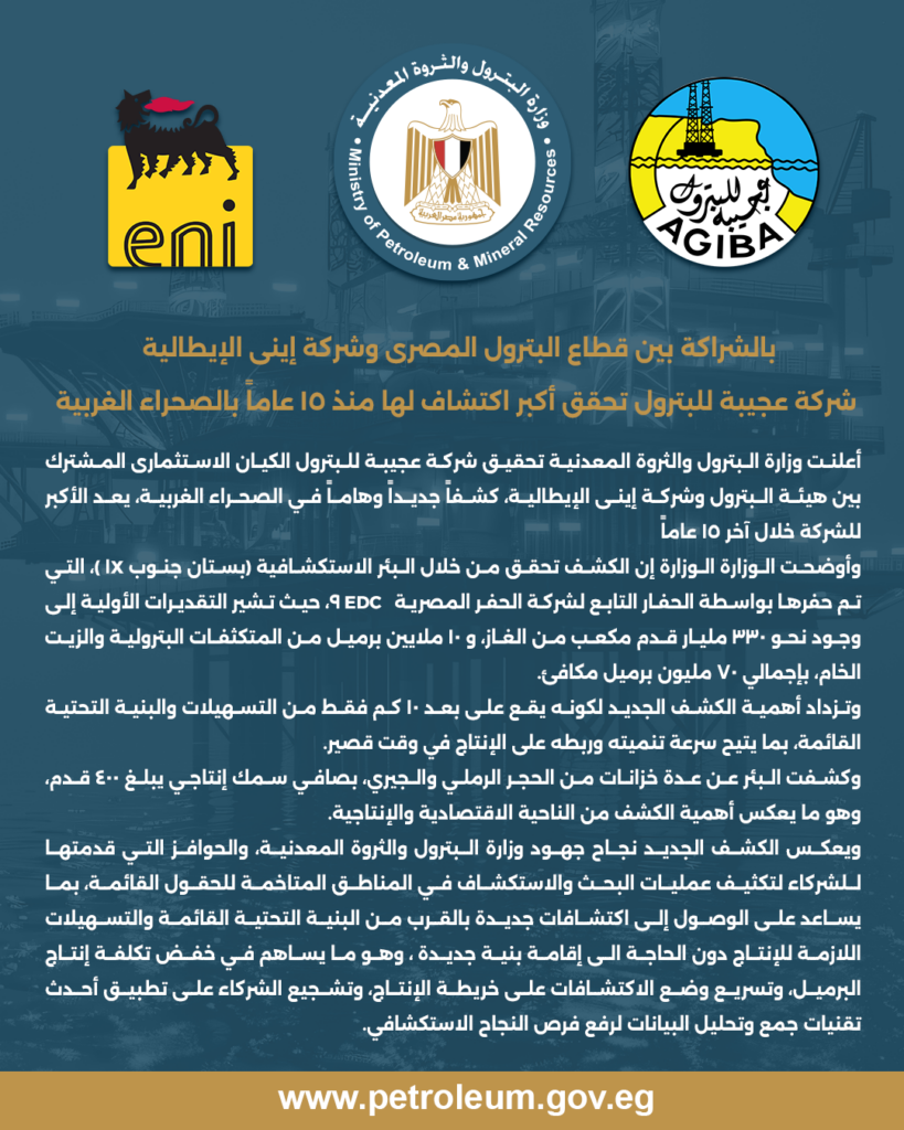 بالشراكة بين قطاع البترول المصرى وشركة إينى الإيطالية : 2 البيان 2