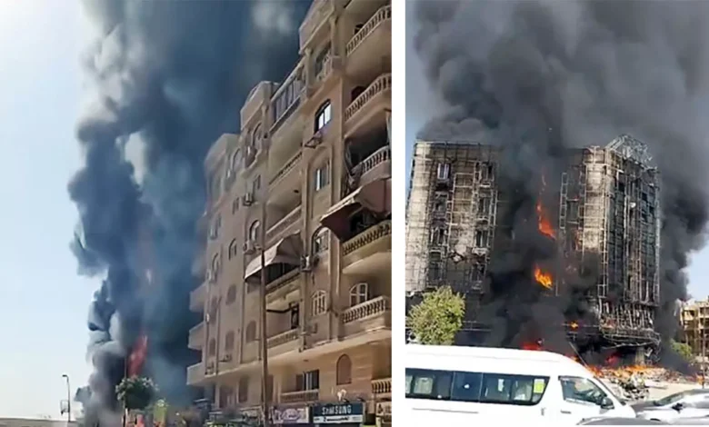اندلاع حريق هائل بعقار في حدائق الأهرام 1 2026 8 11 17 0 56 710